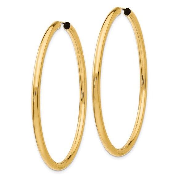 14k Yellow Gold Polished Endless Tube Hoop Earrings 55 L x 55 mm W